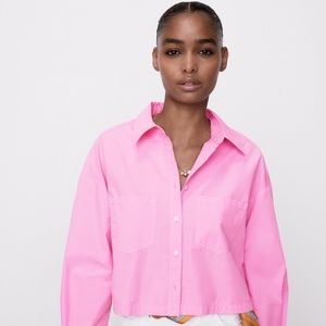 Zara Button Down Cropped Shirt
